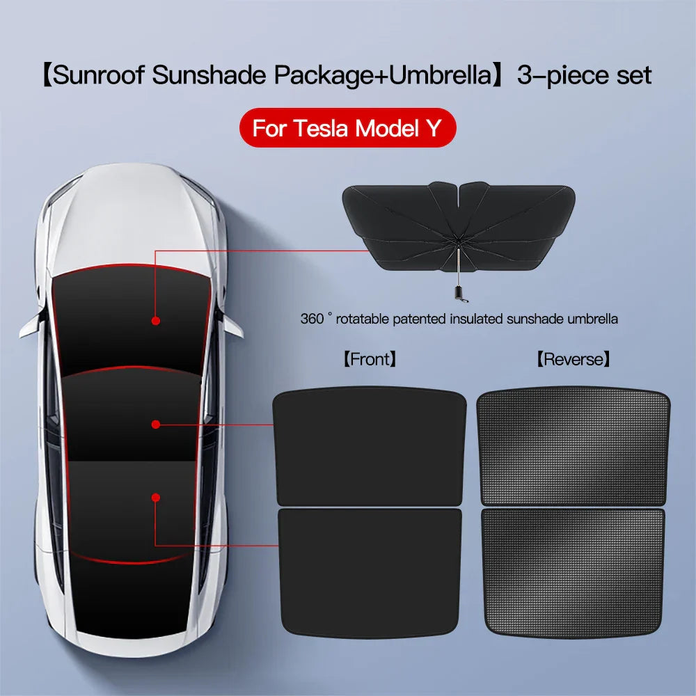 YZ For Tesla Model 3 Y 2021-2023 sun visor for car Upgrade Ice Cloth Buckle Sun Shades Glass Roof Skylight Vehicle