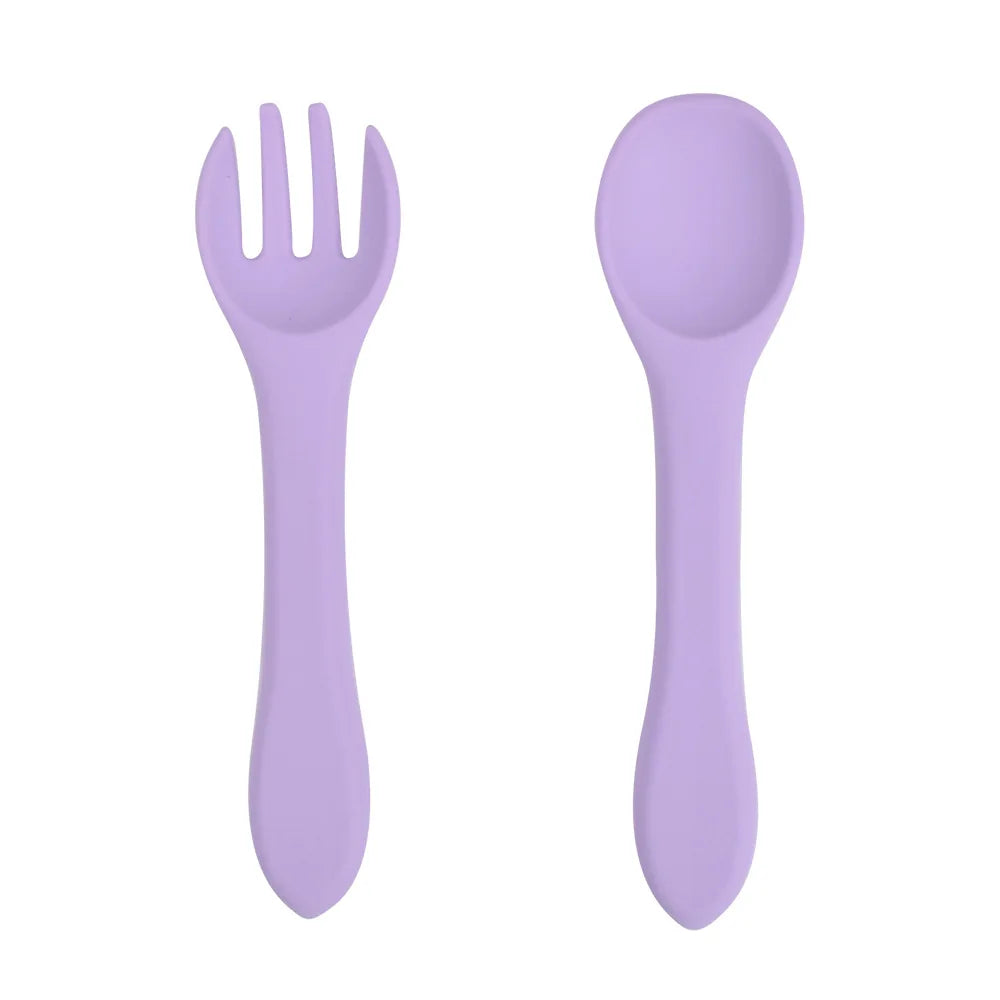 2 PCS Silicone Spoon Fork for Baby Utensils