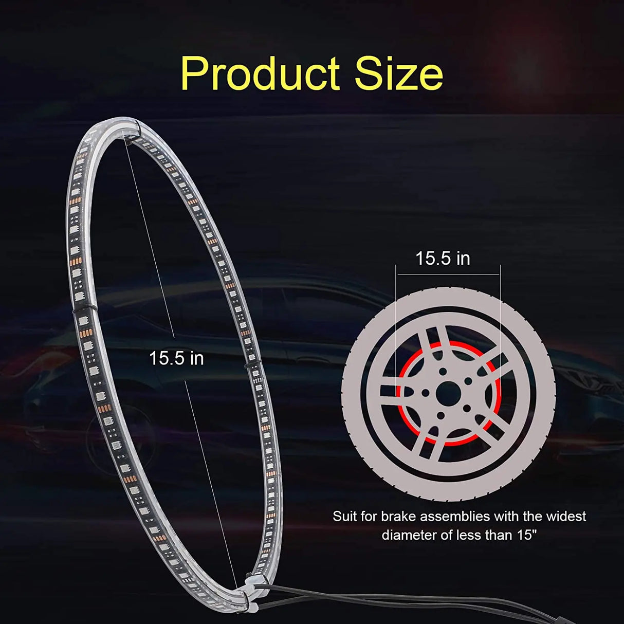 4Pcs 15.5inch Car Wheels Modified LED neon Lights