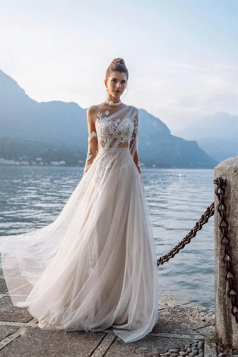 Beach A Line Boho Wedding Dress For Women