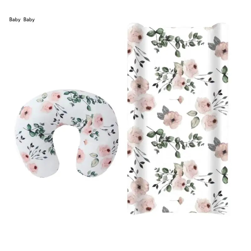 2pcs Printed Nursing Pillow Case Diaper Changing Pad