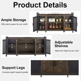 Industrial Wine Bar Cabinet for Liquor and Glasses,