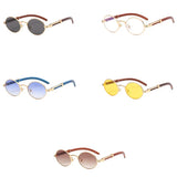 2022 New Vintage Imitation Wood Sunglasses Europe and