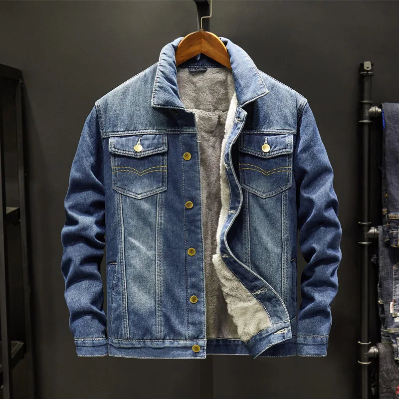 Winter Padded And Thickened Denim Jacket Men's Denim