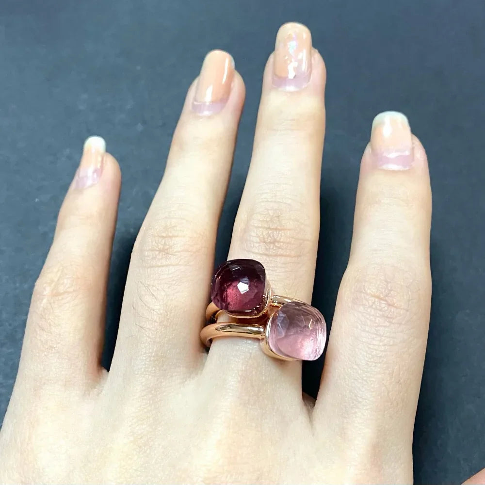 2PcsSet Pomellato Ring Stacked Mix Color Crystal Ring