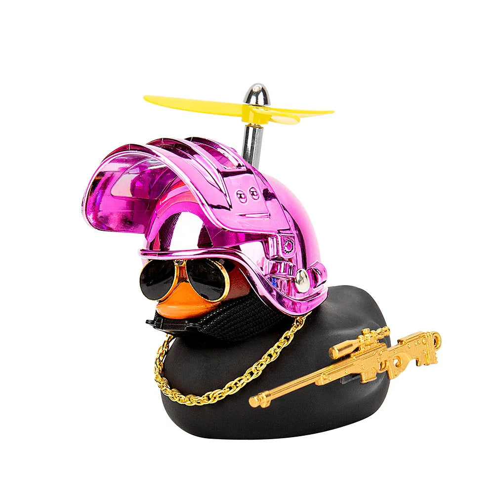 Broken Wind Rubber Duck With Helmet Pendant Duck