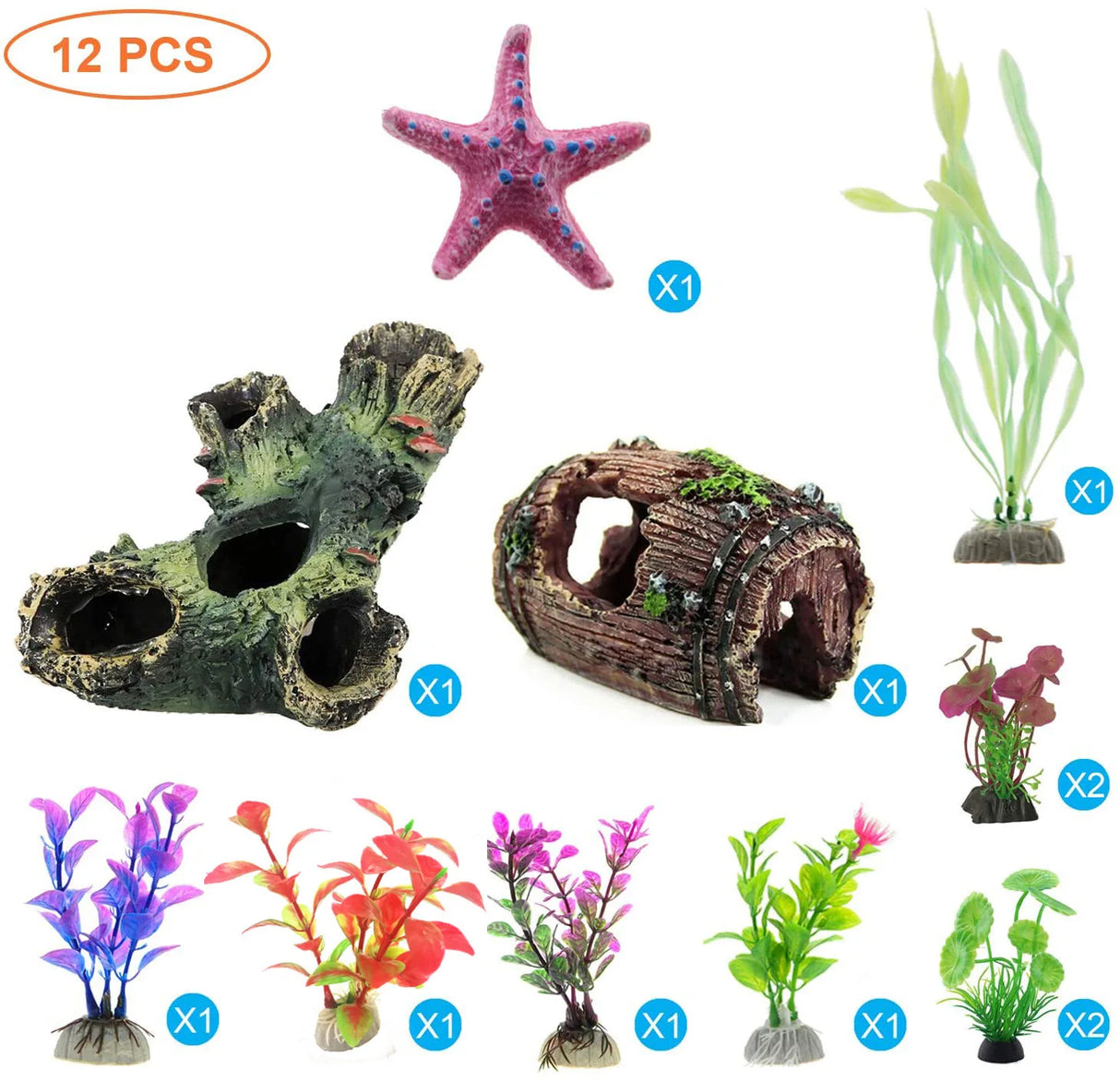 Aquarium Artificial Barrel Cave Resin Ornaments Decorations Landscaping