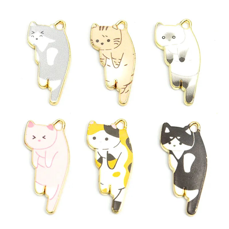 10pcs Kawaii Pet Kitten Enamel Charms for DIY