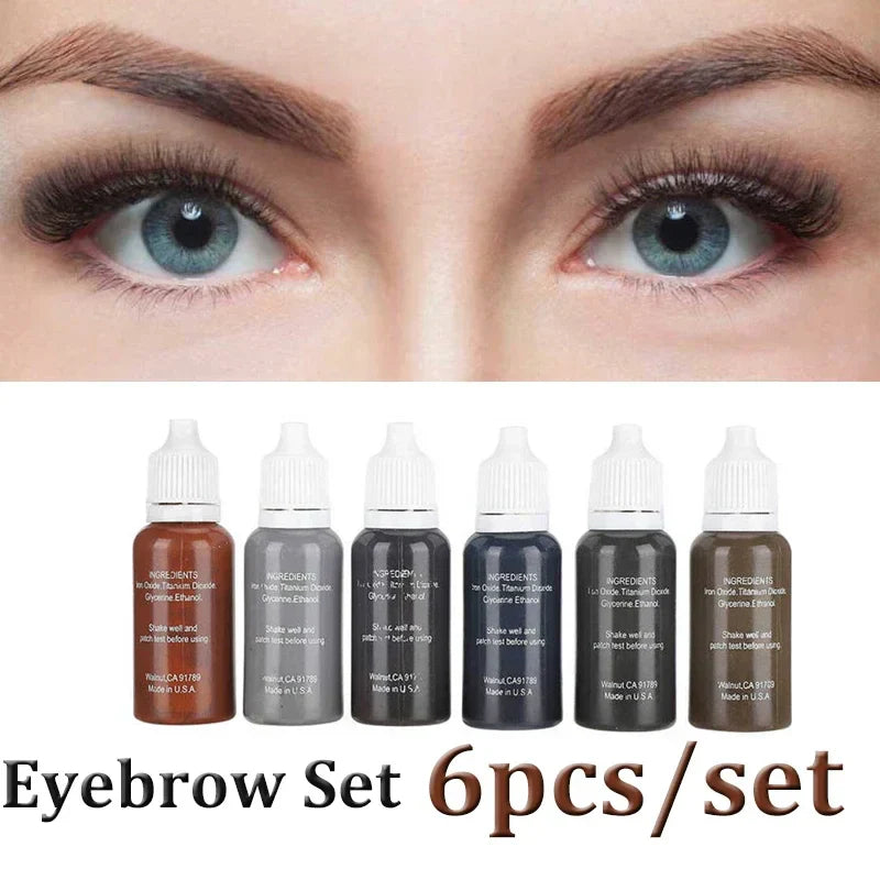 6pcs Lip Eyebrow Eye Liner Pigment Set Semi-Permanent