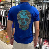 Embroider logo Men Rhinestones S-2XL Men Polo Shirt