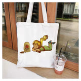 Fashion Trend Cartoon Print Canvas Tote Bag Korea Shopping Bag Ladies Daily Versatile Shoulder Bag Little Prince Pattern Handbag