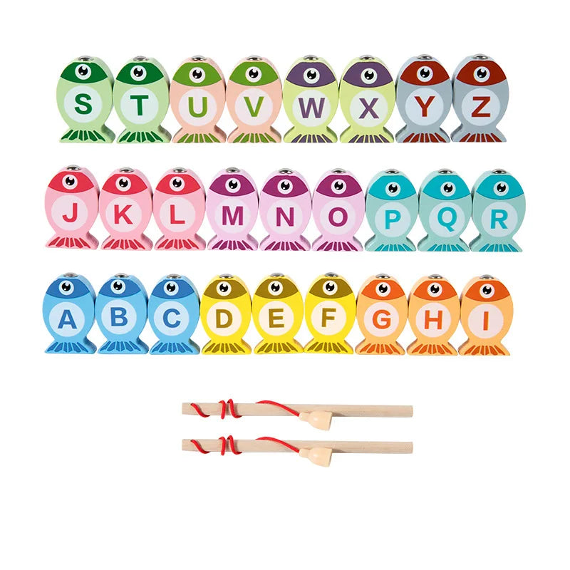 Kids Wooden Fishing Game Toys Gifts Early Education