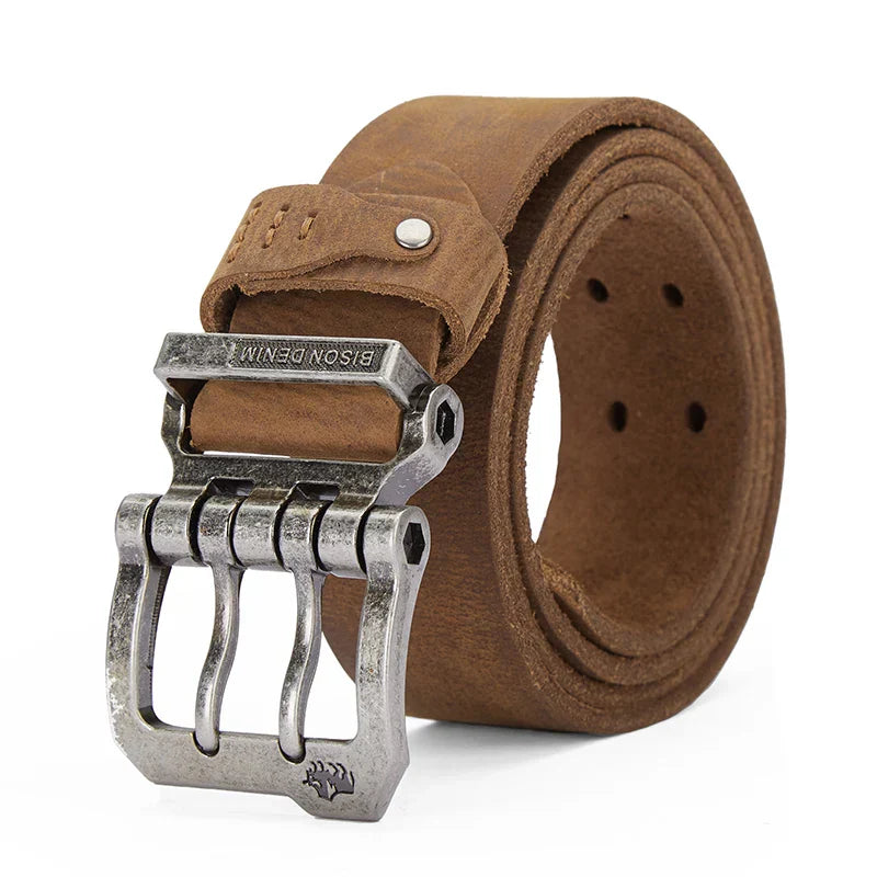BISONDENIM Luxury Designer Belts for Men Vintage Spilt