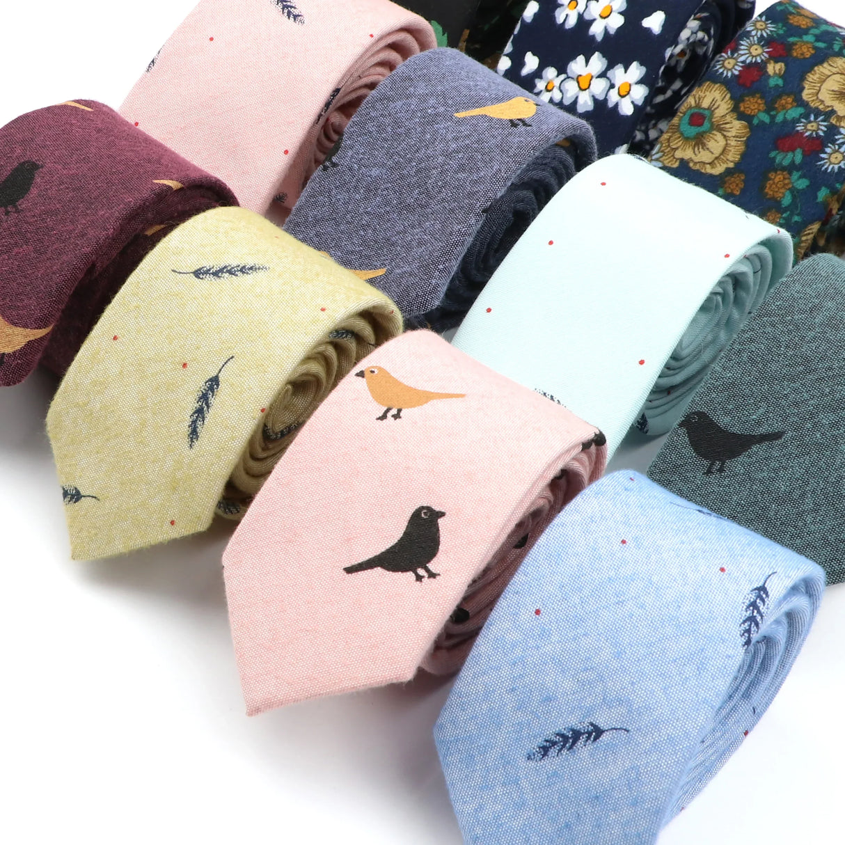 Mens Ties 6cm Classic Cotton Handmade Skinny Neck