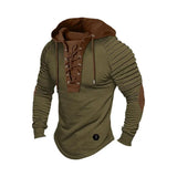 Men Hooded Sweatshirt Vintage Lace-up Drawstring Men's Hoodie