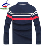 TACE&SHARK Brand Shark Embroidery Long Sleeve Polo Tops