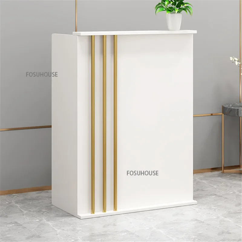 Nordic Reception Desk Office Furniture Wood-based Panel Desks