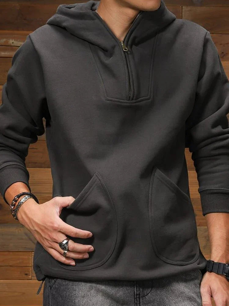 Sweatshirt for Men Color Matching Male Clothes Fleeced