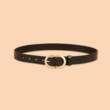 BEAUTODAY Belt Women Genuine Cow Leather Metal Oval