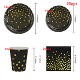 Black and Gold Party Supplies Polka Dot Plate