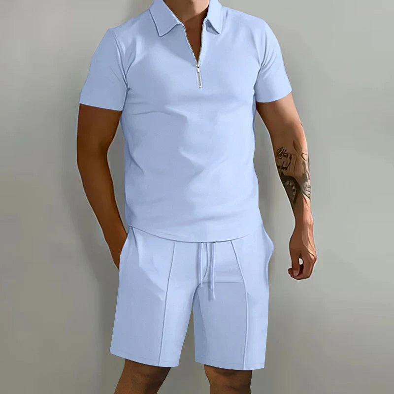 Summer New Solid Color Men's Sets High Street