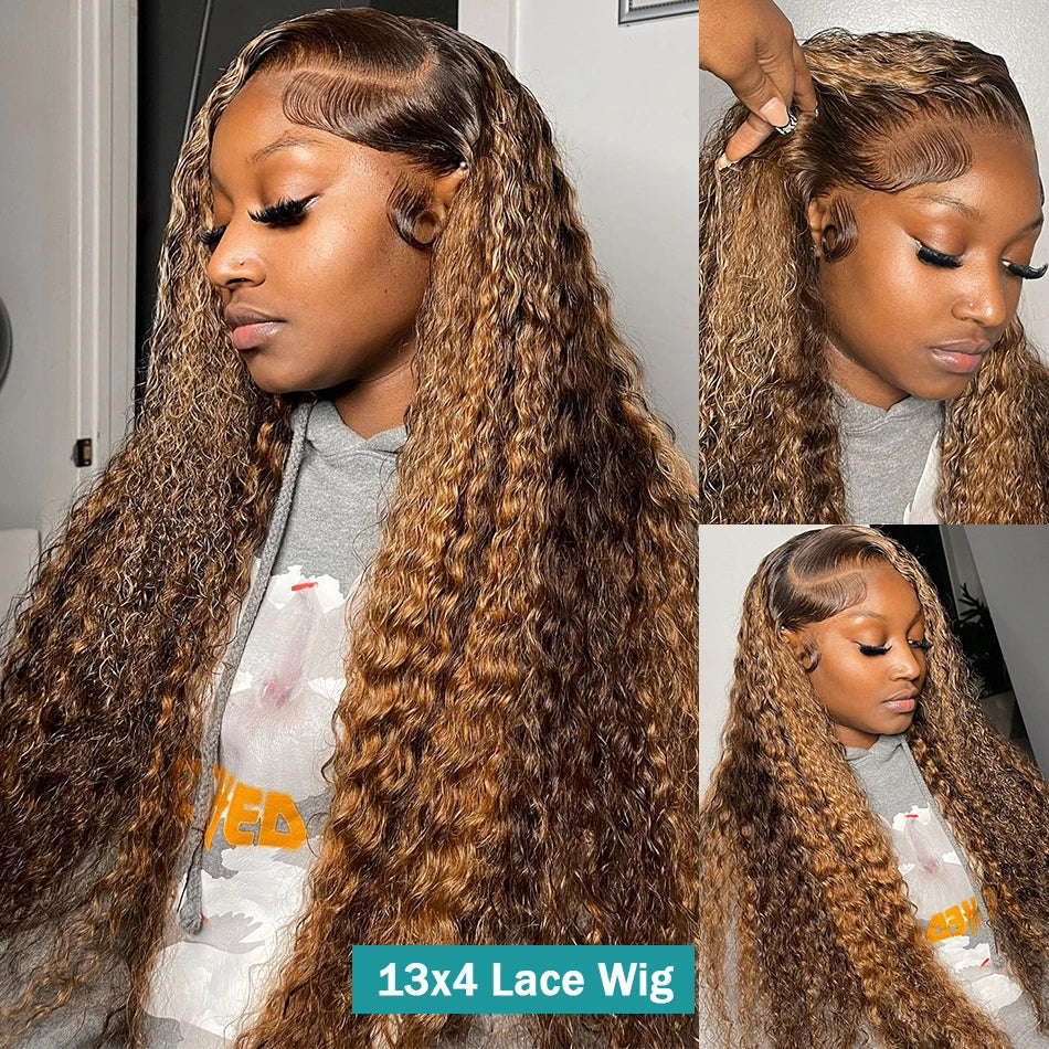 30 32Inch Highlight Curly 13x6 Lace Front Wig