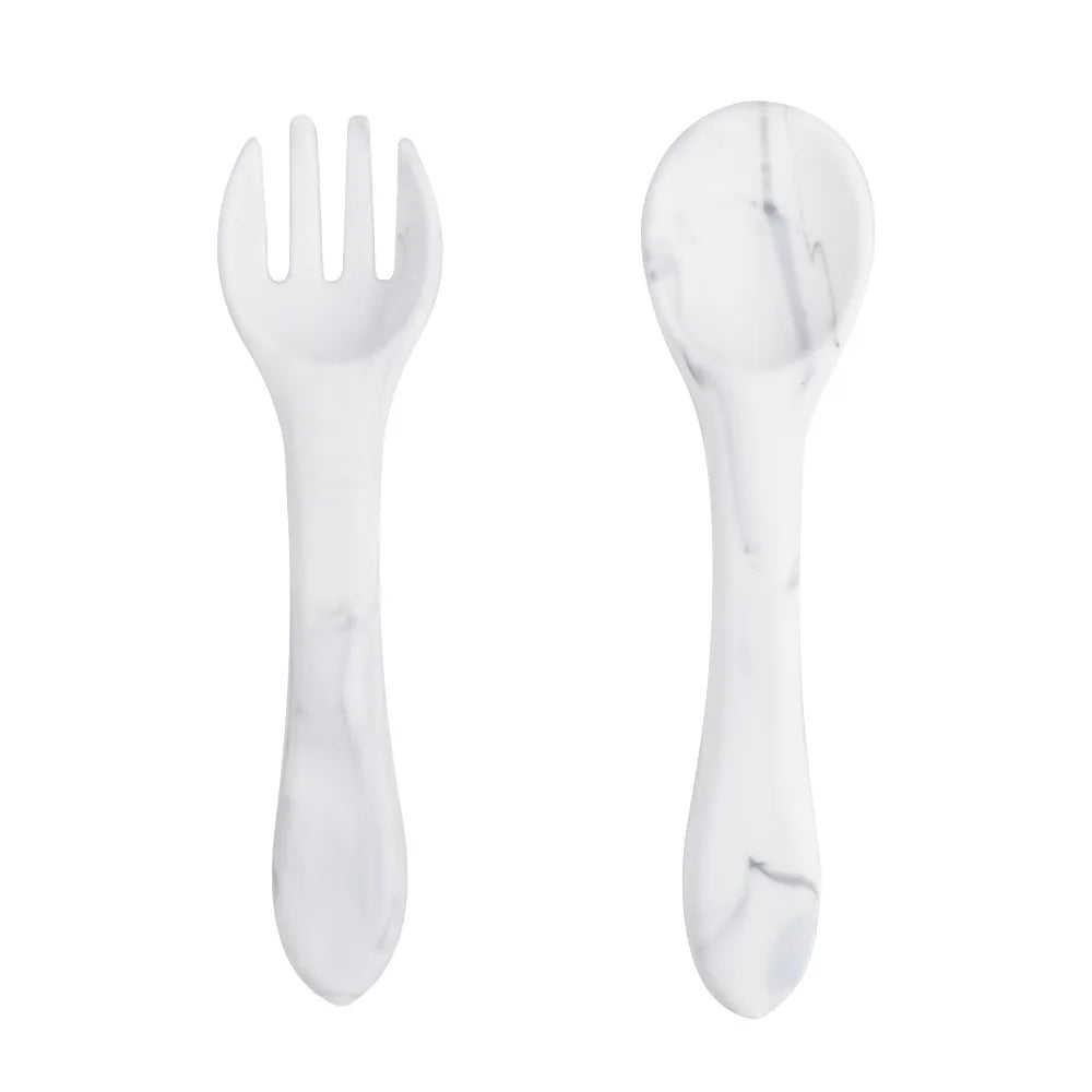 2 PCS Silicone Spoon Fork for Baby Utensils