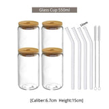 550ml/400ml Glass Cup With Lid and Straw Transparent