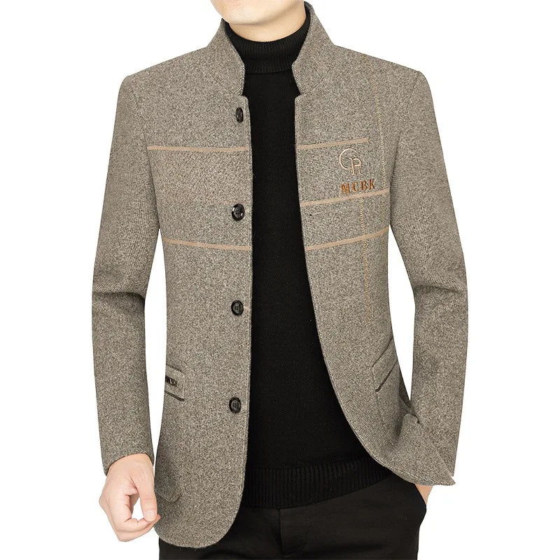New Men Casual Woolen Blazers Jackets Business Suits