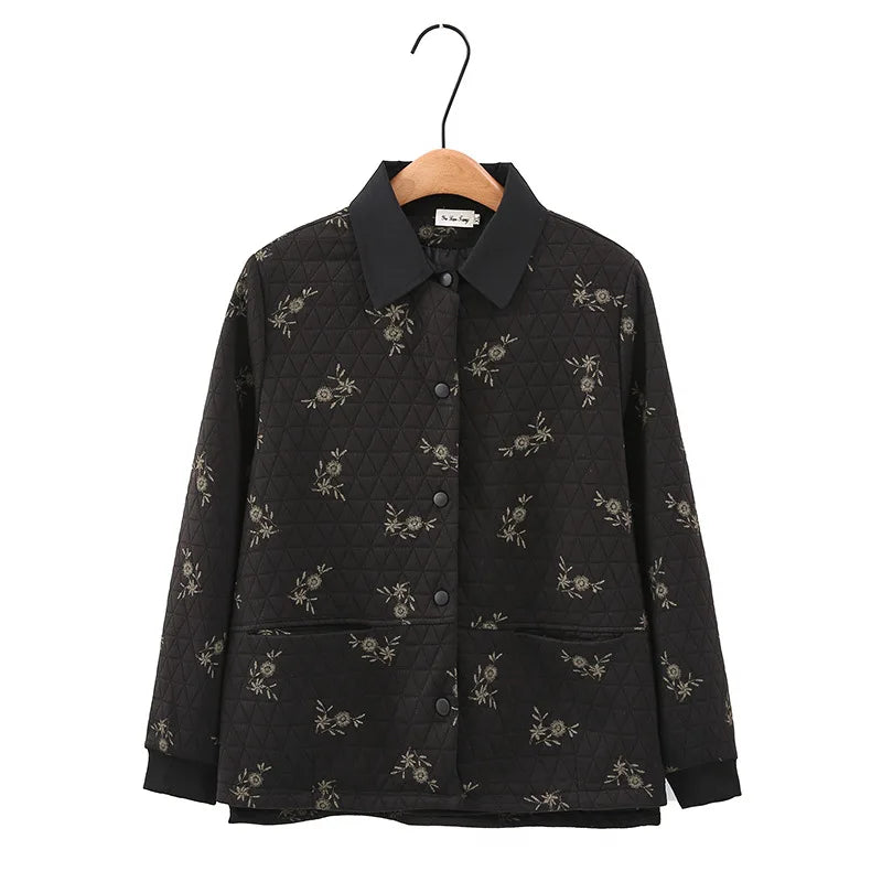 Womens Plus Size Autumn Winter Quilted Jacket Casual