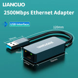 LIANGUO 2500Mbps Ethernet Adapter USB 3.0 Type-C To