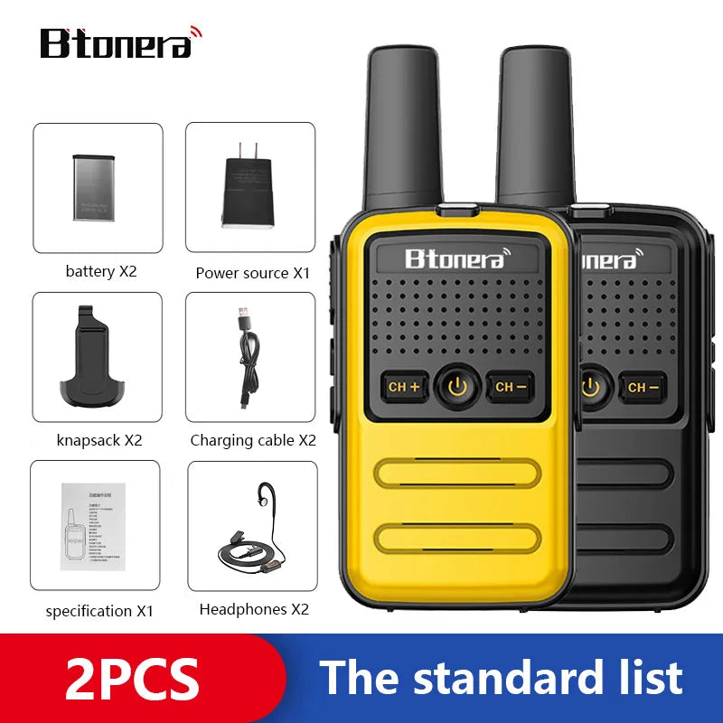 Btoera 2 Pcs Mini Walkie Talkie PMR 446