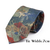 Vintage Floral Geometric Print Necktie Unique Style Mens