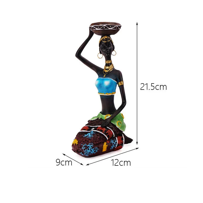 Creative Europe African Black Figure Sculpture Candle Holder,