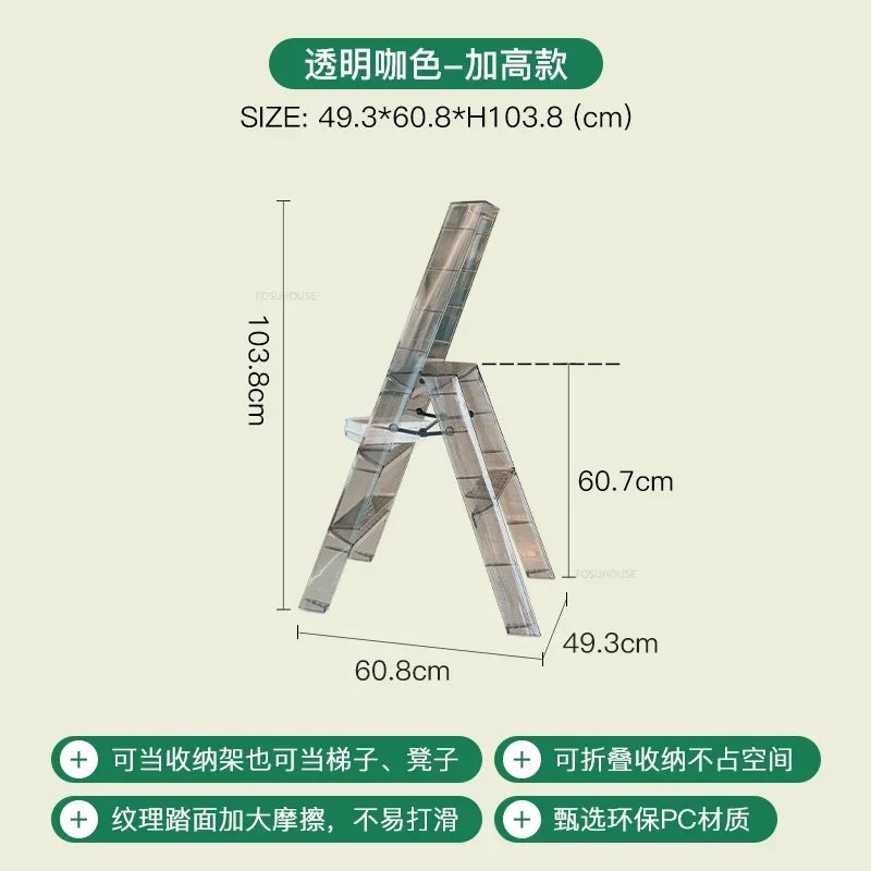 Modern Home Folding Ladder Transparent Acrylic Step Ladders