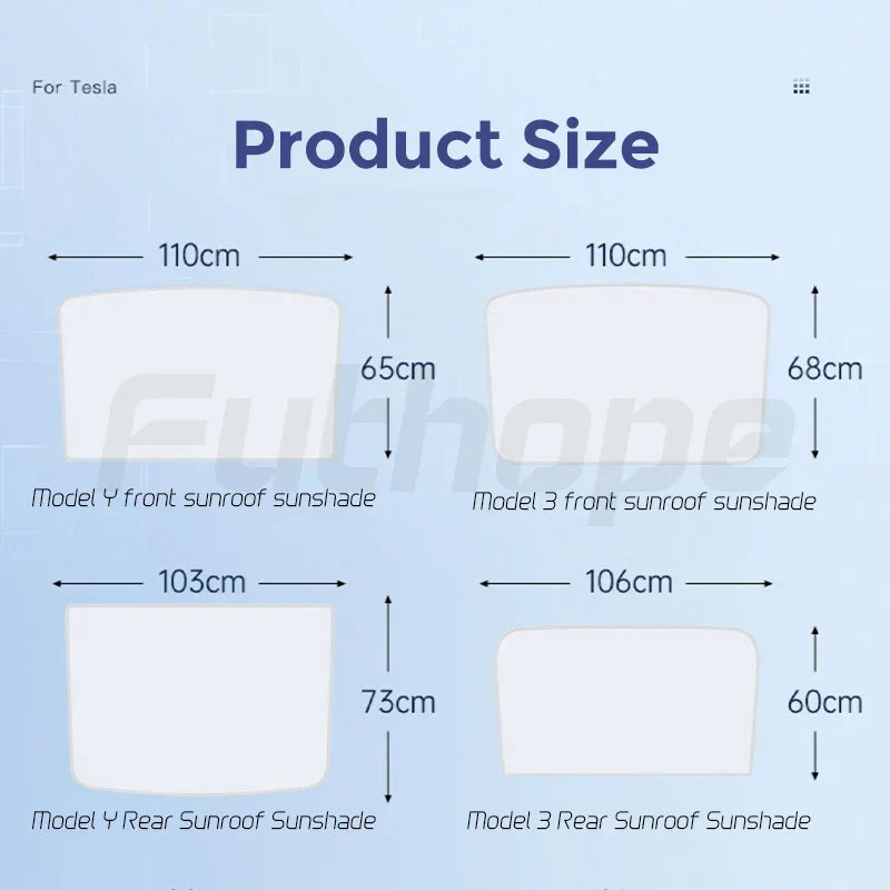 Futhope Upgrade Ice Cloth Buckle Sun Shades Glass Roof Sunshade For Tesla Model 3 Y 2021-2024 Front Rear Sunroof  Skylight