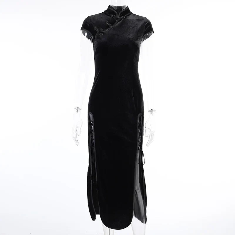 Goth Dark Romantic Gothic Velvet Aesthetic Dresses Vintage