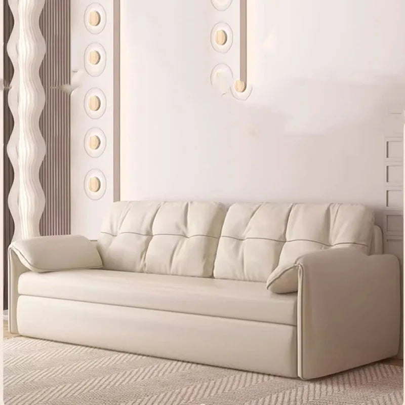 Metal Double Living Room Sofas Foldable Cream Theater