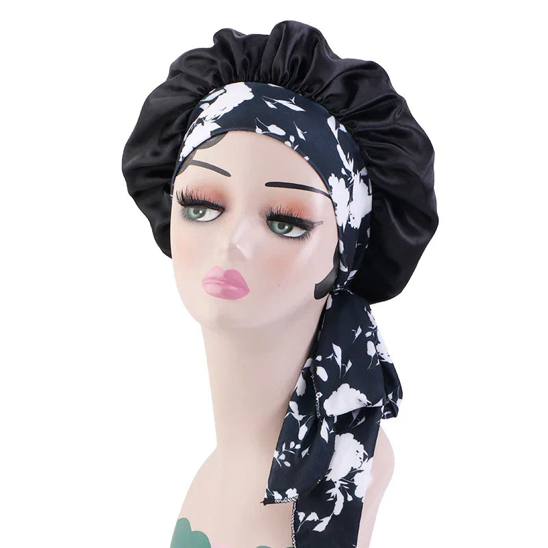 New Women Satin bonnet With Elastic Tie Band