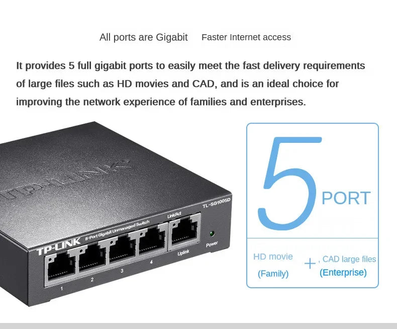 TP-Link Gigabit Switch 5 Port Rj45 Network Splitter