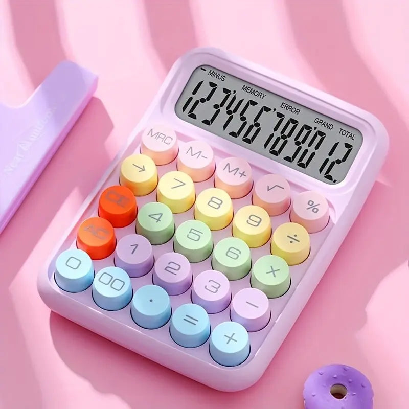 1pc Keyboard Calculator Office 12-digit Mechanical Calculator Cute