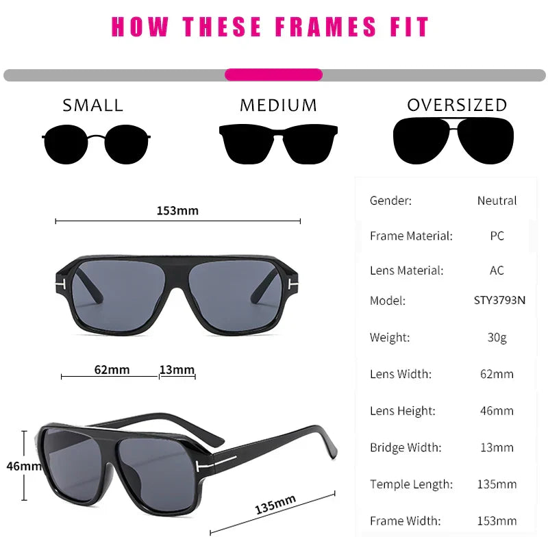 Trend Oversized Square Pilot Sunglasses Women 2024 Gradient