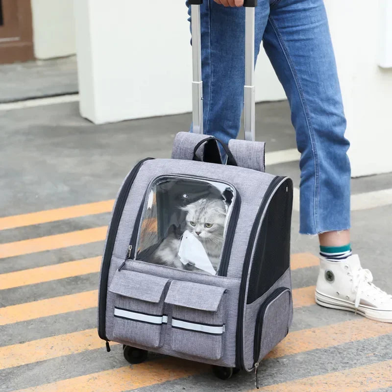 TransportCat Trolley Case Backpack Kennel Pet Carrier Rolling