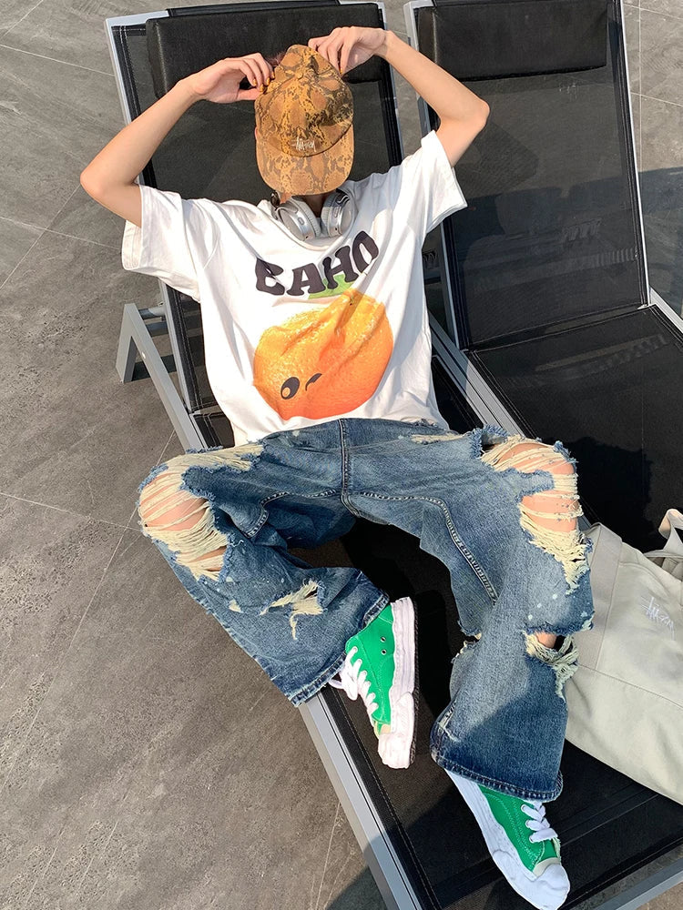 ReddaChic Y2k Destroyed Baggy Jeans for Men Vintage