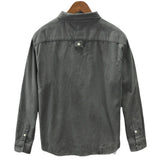 Stylish Men's Corduroy Cargo Shirts Long Sleeve Lapel