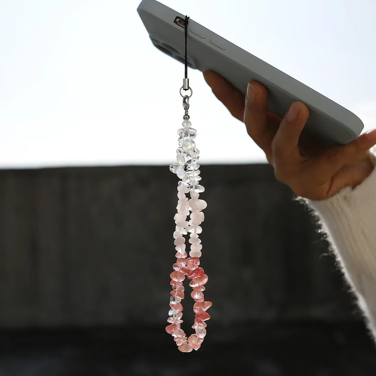 Natural Stone Mobile Phone Lanyard Handwoven Beads Mobile