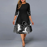 Plus Size Dress for Women Elegant Yellow Print