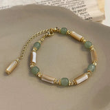 New Design Imitation Jade Stone and Bamboo Joint Shaped Beaded Bracelet For Women‘s Advanced Fashion Wrist Accessories Jewelry