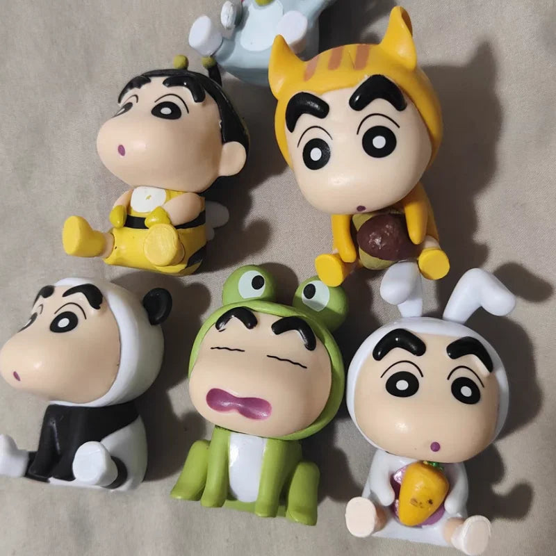 4/6/10pcs Set Crayon Shin-Chan Anime Figure Fishing Puppy