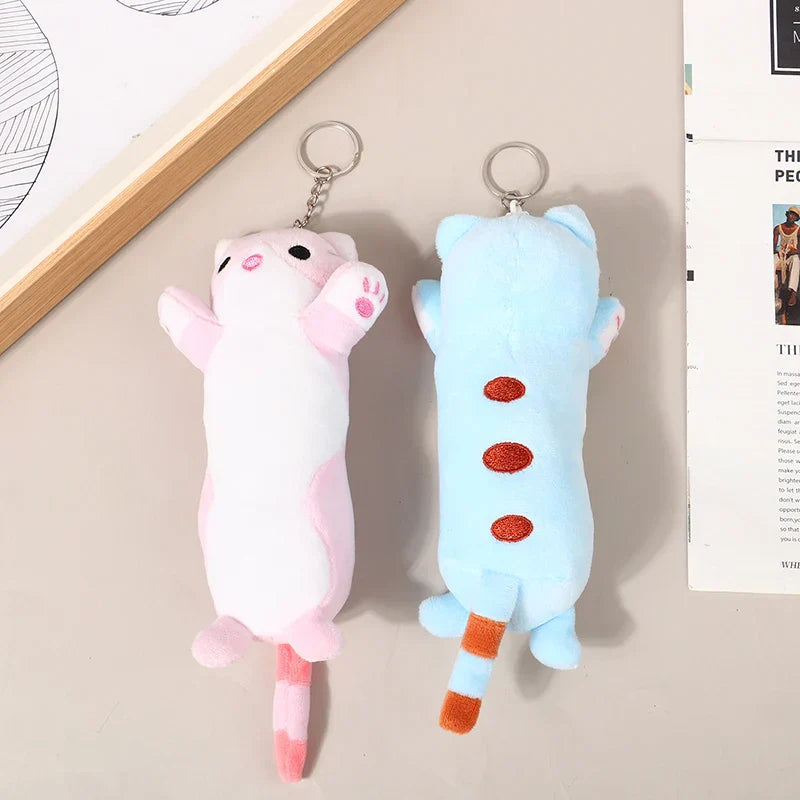 16CM New Long Cat Plush Toy Keychain Cute